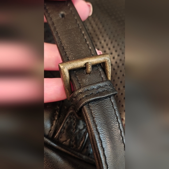 Y2K Latico Leather Perforated Black Leather Laptop Backpack. - Picture 10 of 12